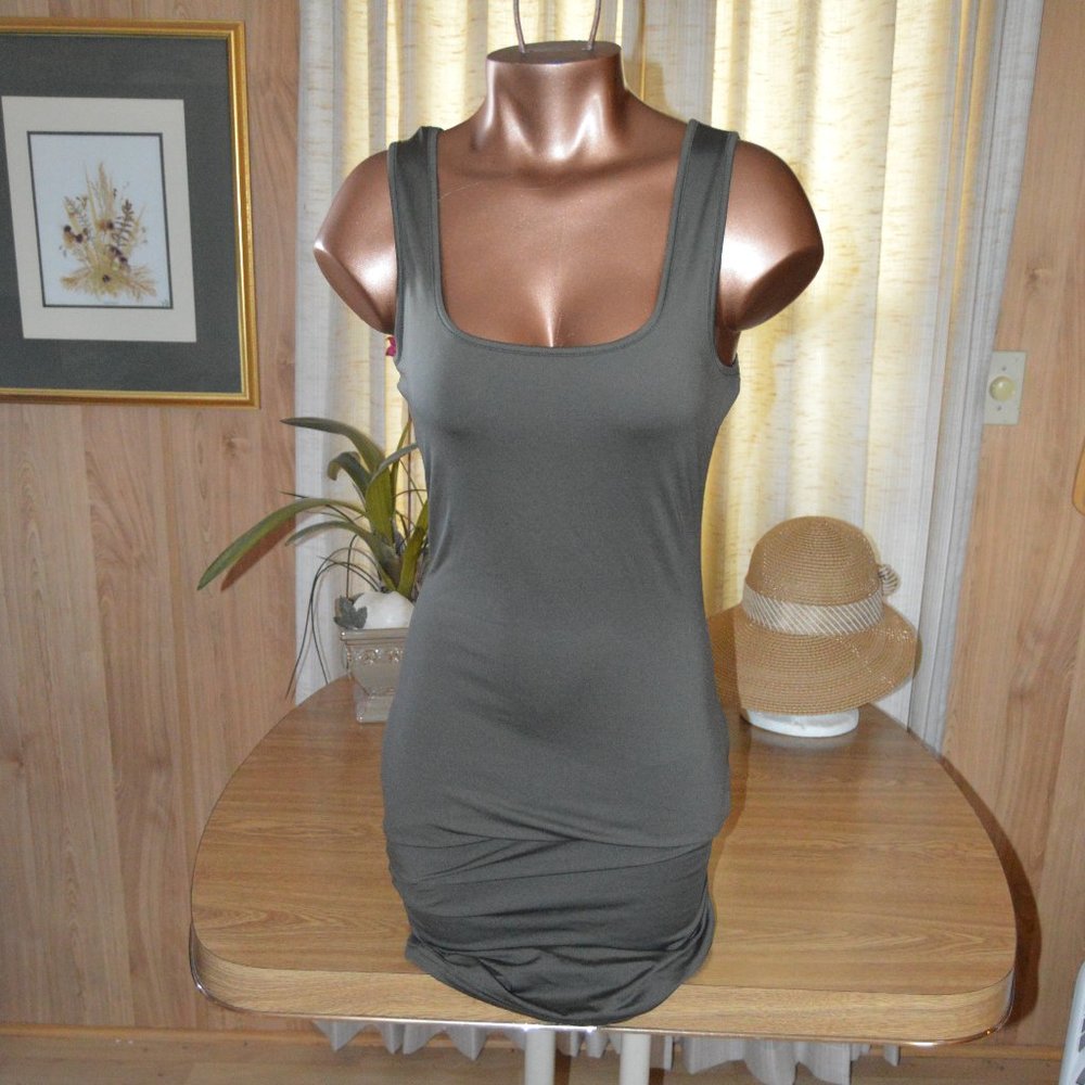 Women Casual Dress Summer Sleeveless Tank Bodycon Shirt Short Army Green Med ❤